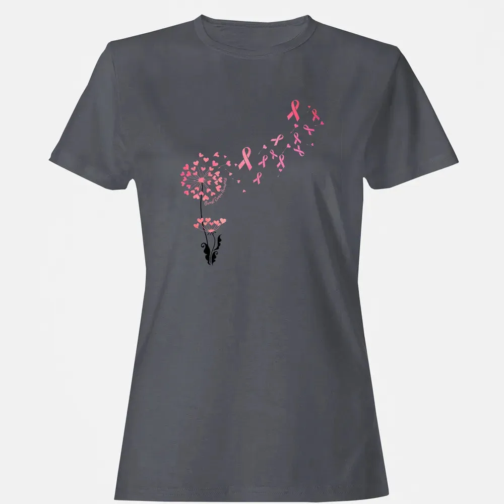Flower Heart Dandelion Funny Breast Cancer Awareness Women's T-shirt - 5