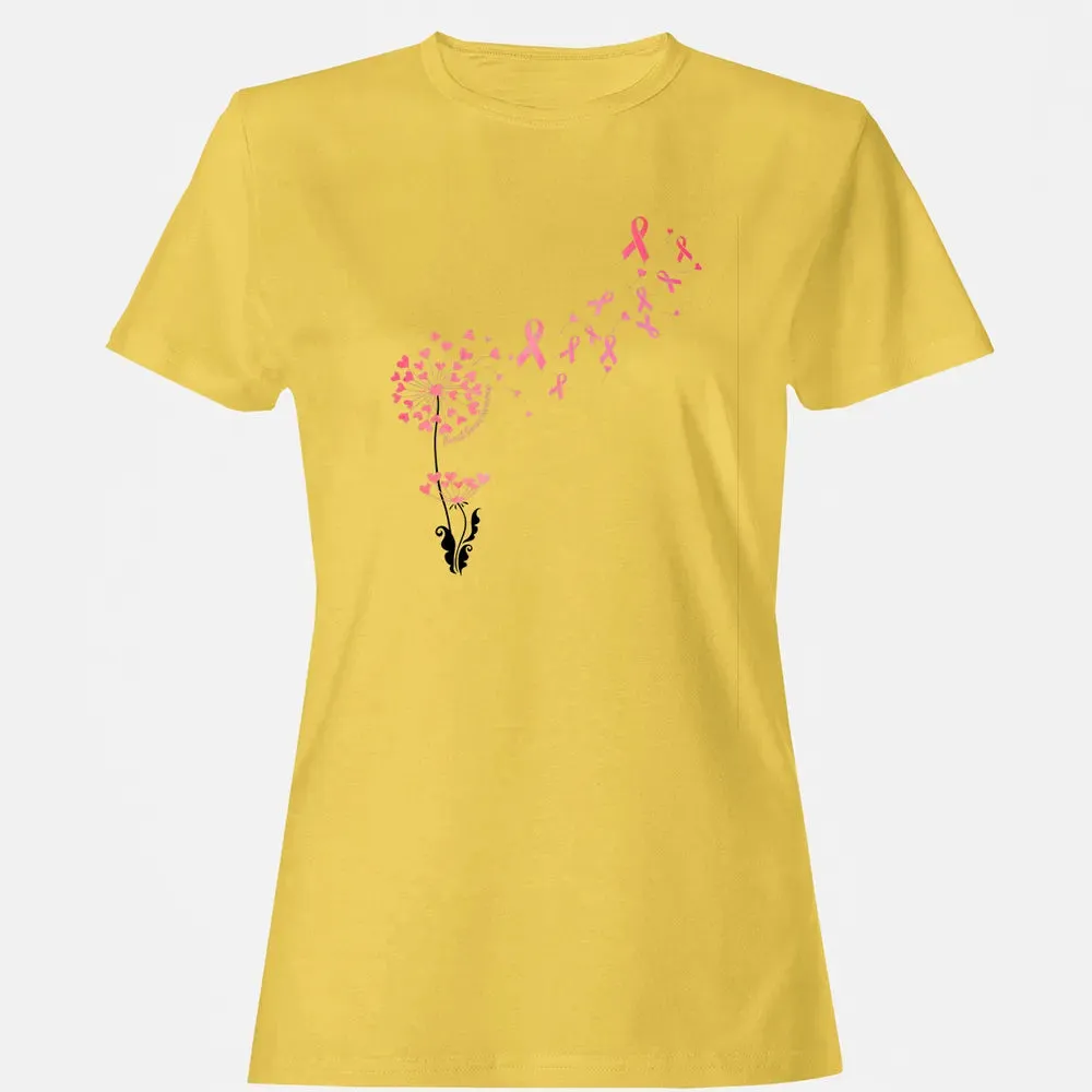 Flower Heart Dandelion Funny Breast Cancer Awareness Women's T-shirt - 4