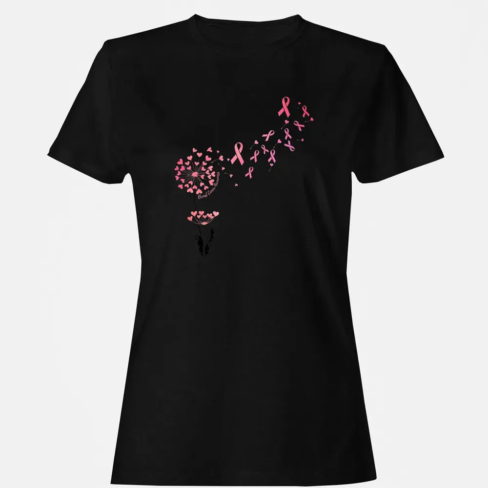 Flower Heart Dandelion Funny Breast Cancer Awareness Women's T-shirt - 16