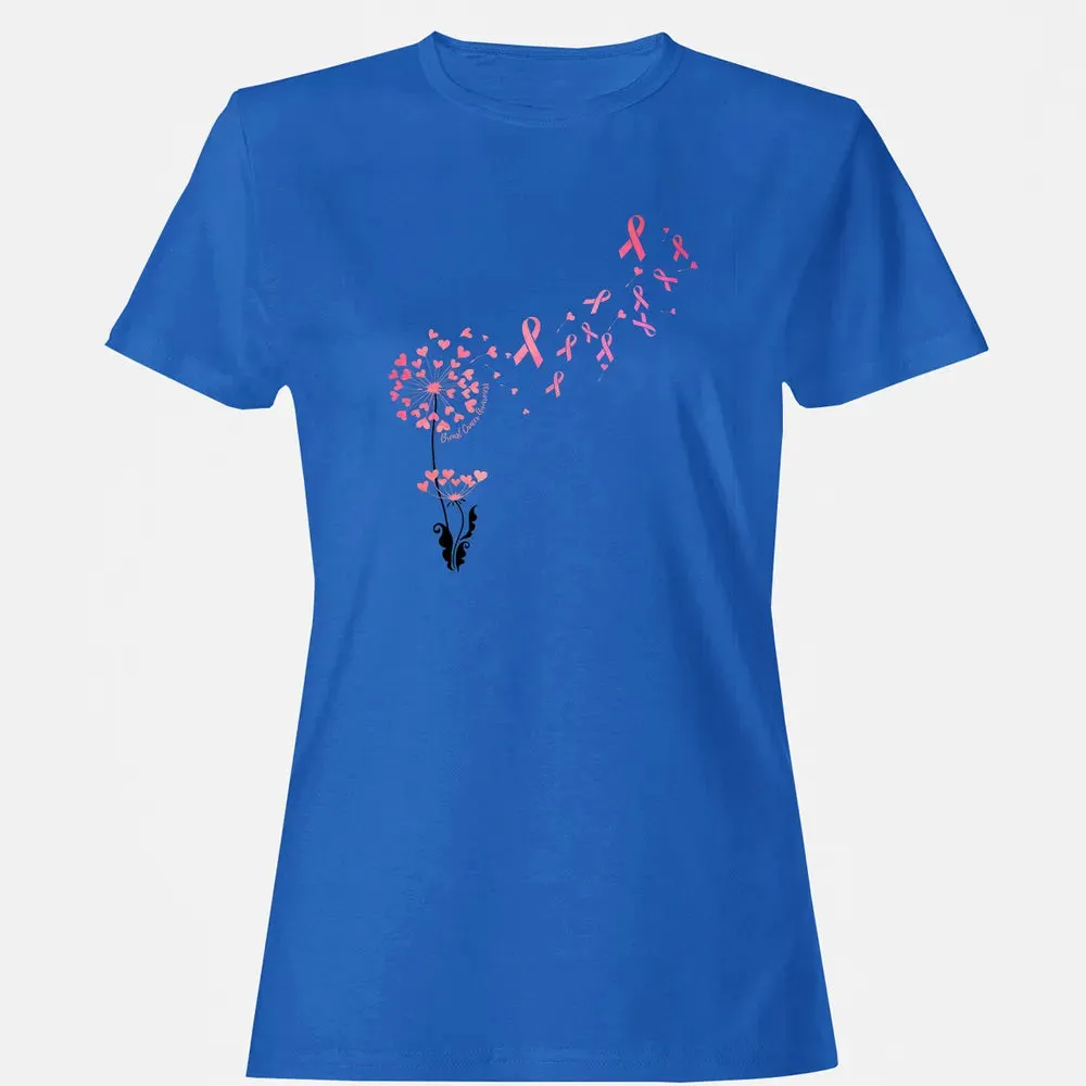 Flower Heart Dandelion Funny Breast Cancer Awareness Women's T-shirt - 14