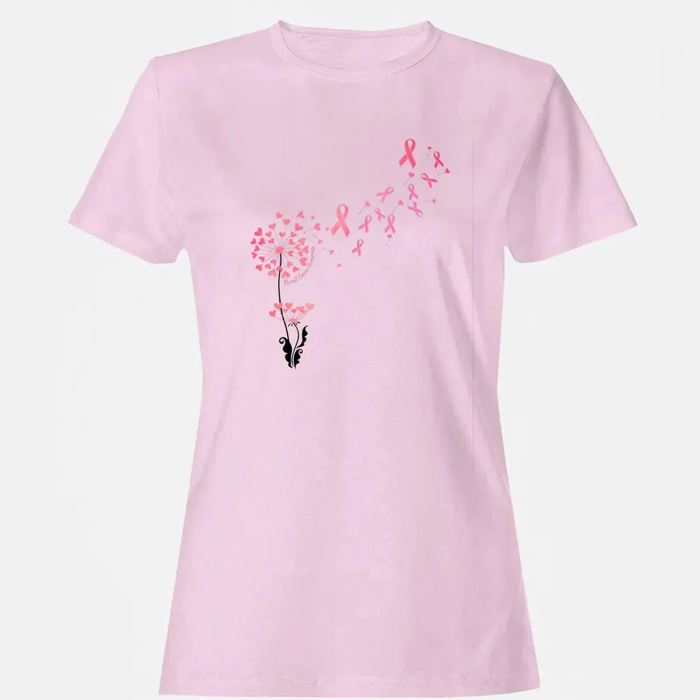 Flower Heart Dandelion Funny Breast Cancer Awareness Women's T-shirt - 9
