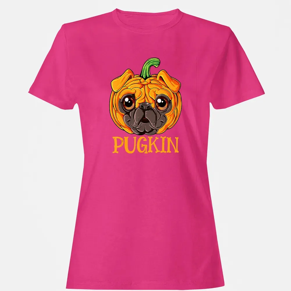 Pugkin Pug Pumpkin  Halloween Kids Boys Thanksgiving Women's T-shirt - 6