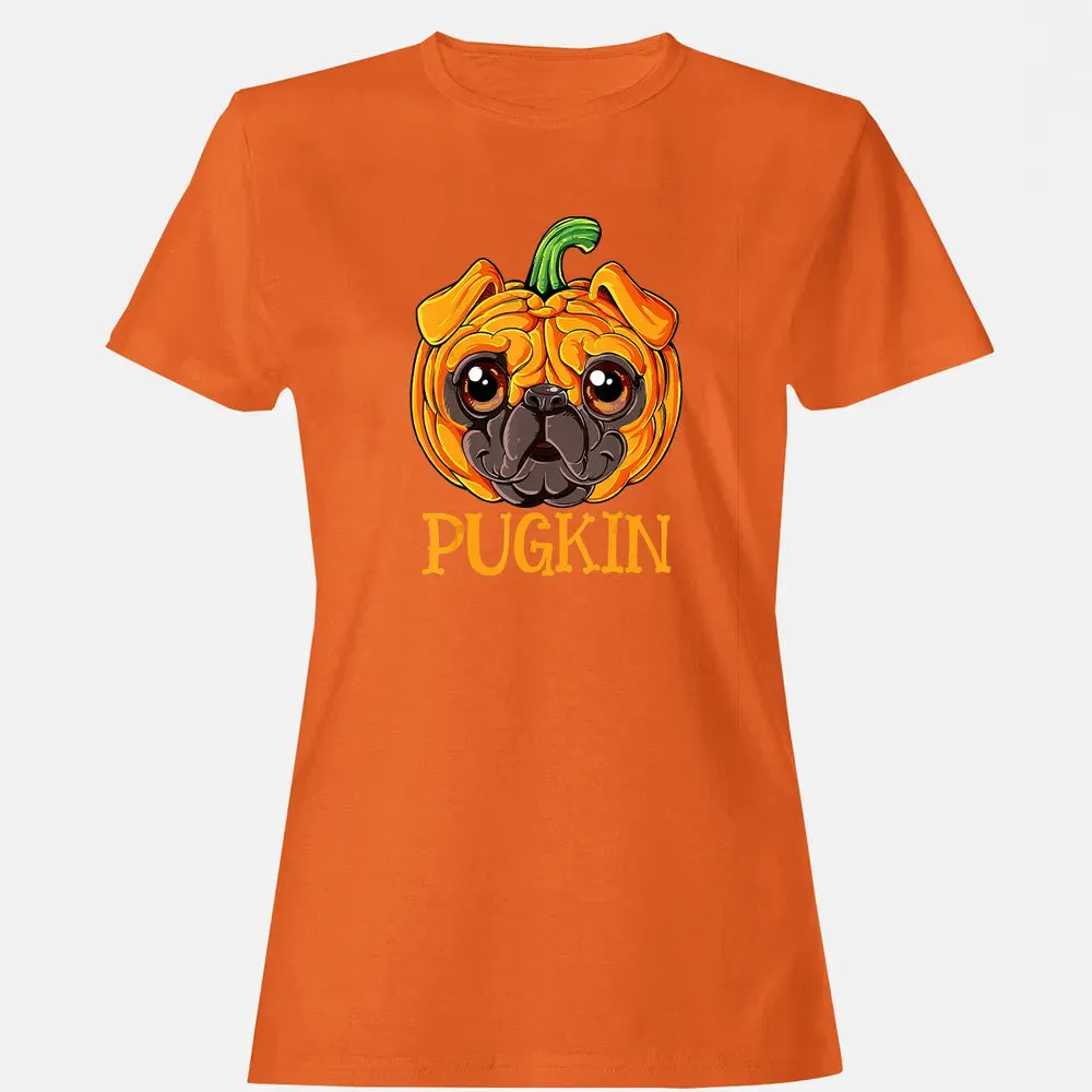 Pugkin Pug Pumpkin  Halloween Kids Boys Thanksgiving Women's T-shirt - 11