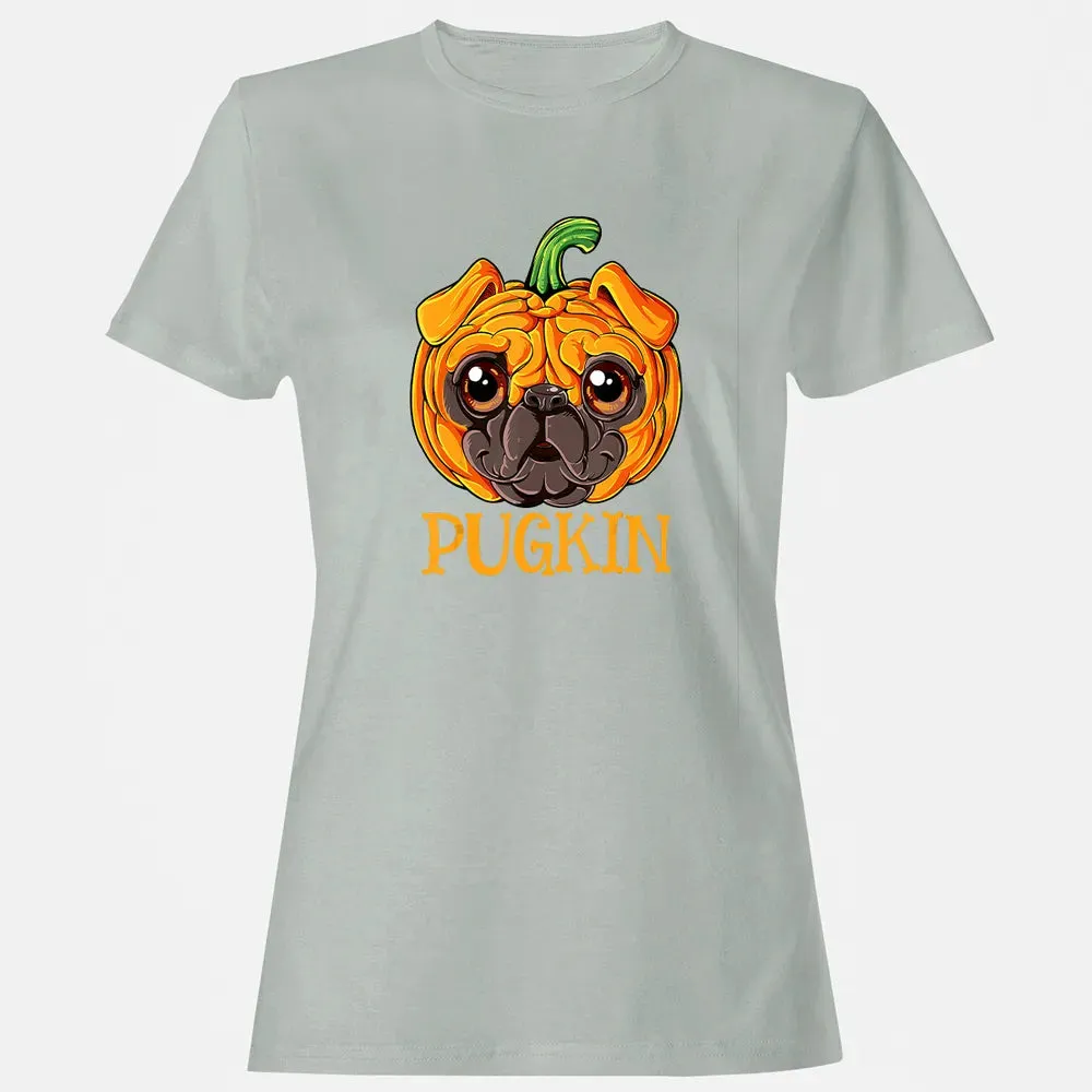 Pugkin Pug Pumpkin  Halloween Kids Boys Thanksgiving Women's T-shirt - 2