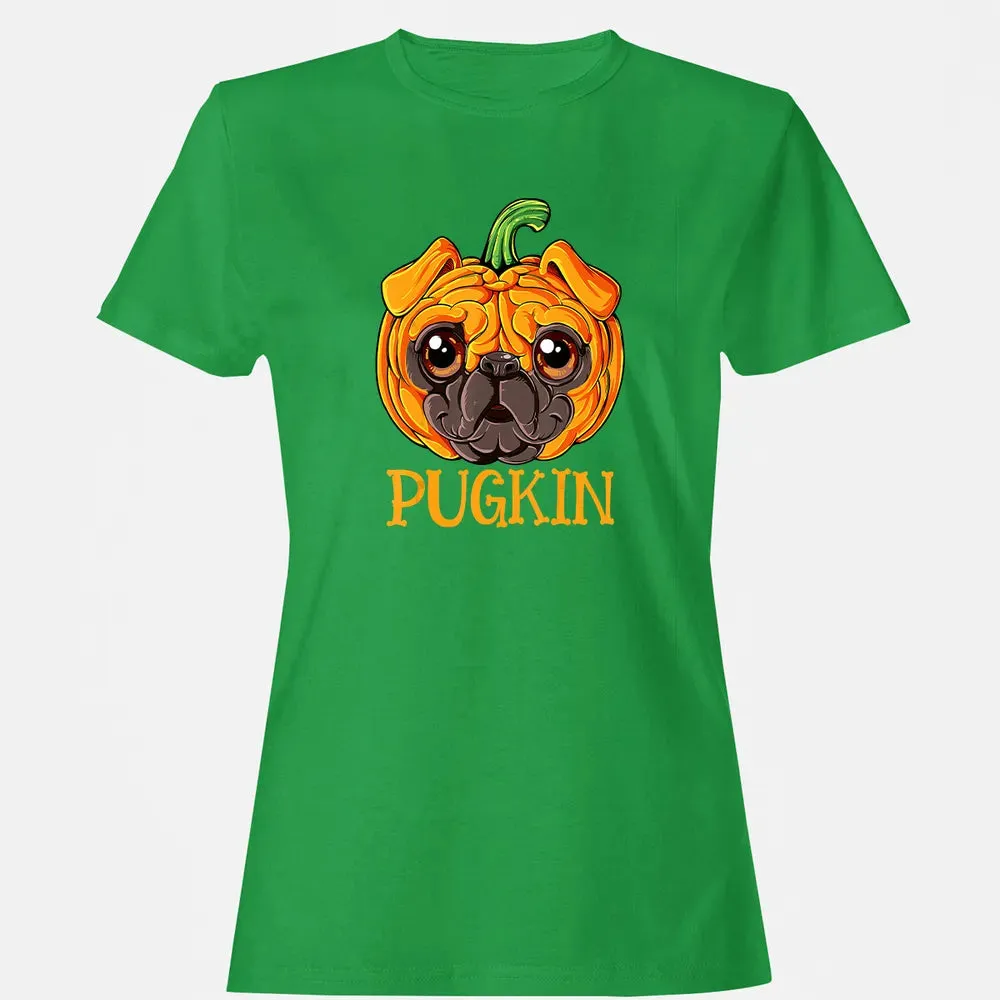 Pugkin Pug Pumpkin  Halloween Kids Boys Thanksgiving Women's T-shirt - 7