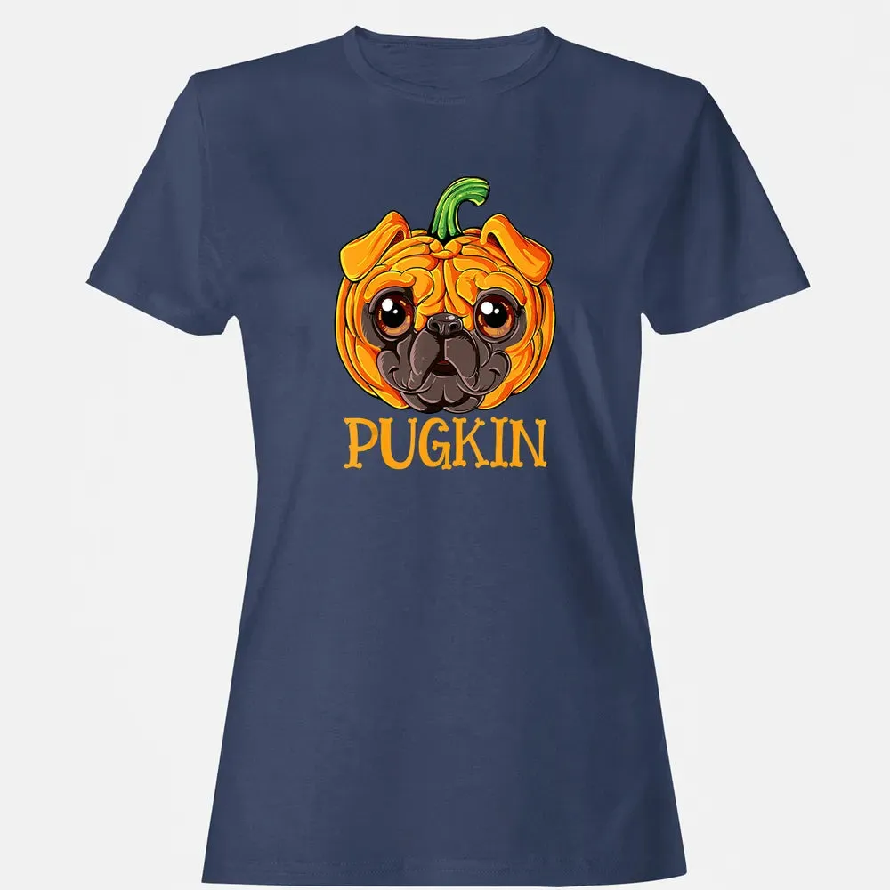 Pugkin Pug Pumpkin  Halloween Kids Boys Thanksgiving Women's T-shirt - 10