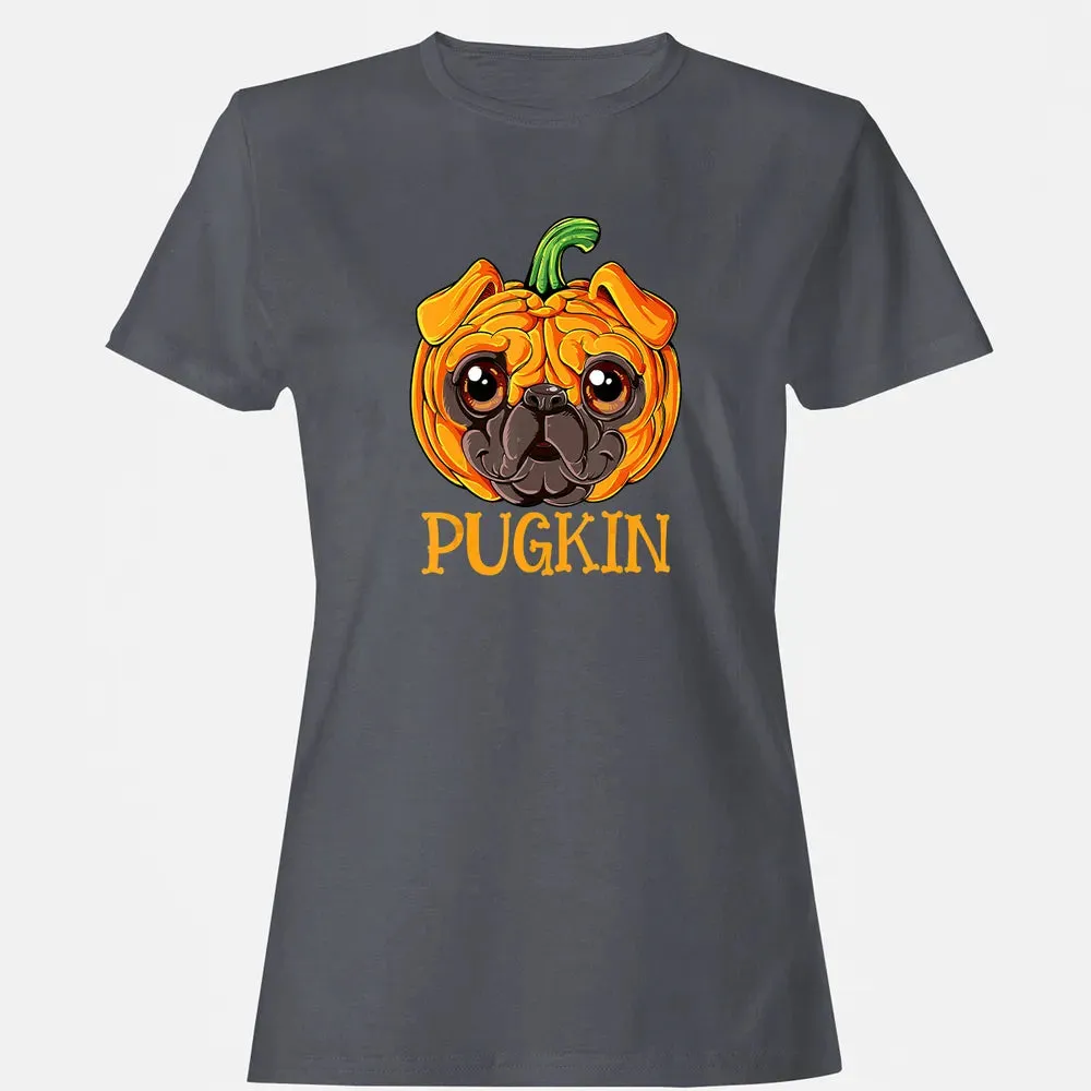 Pugkin Pug Pumpkin  Halloween Kids Boys Thanksgiving Women's T-shirt - 5