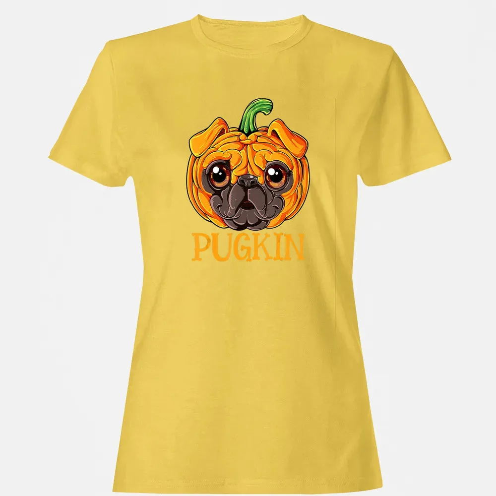 Pugkin Pug Pumpkin  Halloween Kids Boys Thanksgiving Women's T-shirt - 4