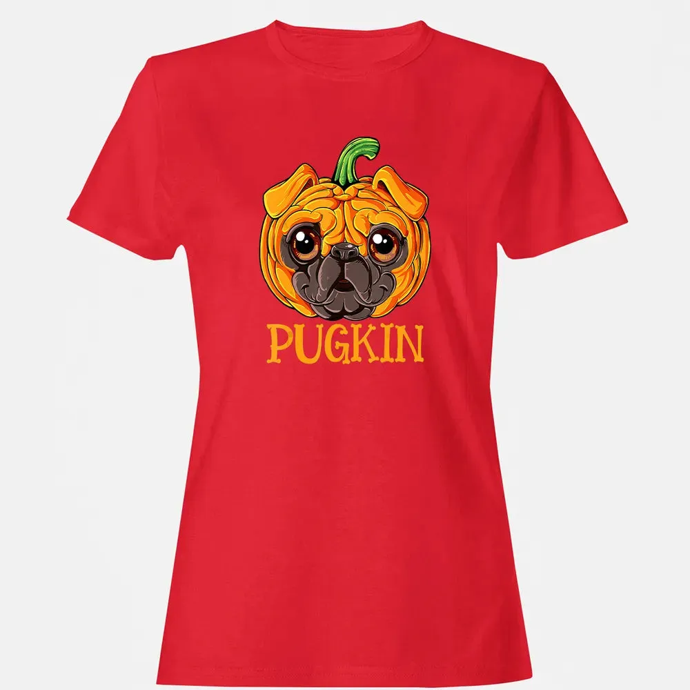 Pugkin Pug Pumpkin  Halloween Kids Boys Thanksgiving Women's T-shirt - 13