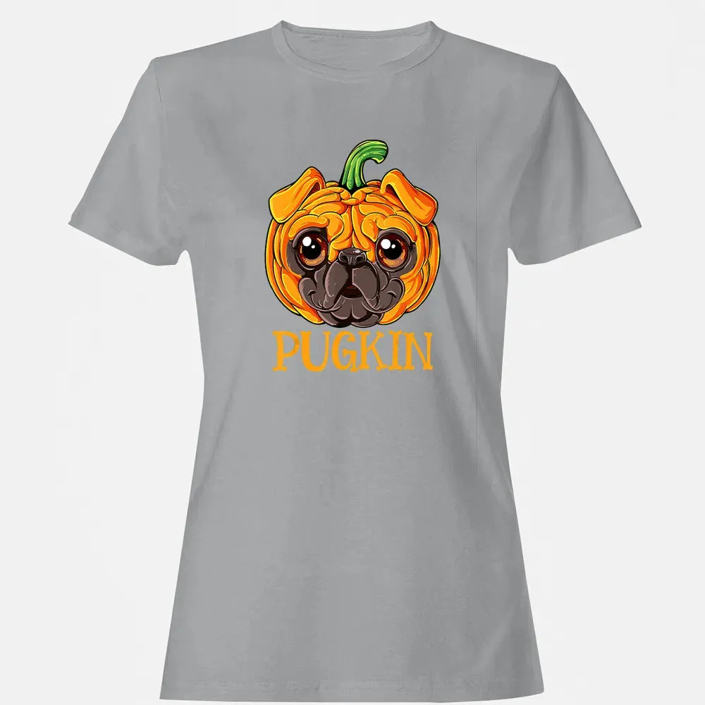 Pugkin Pug Pumpkin  Halloween Kids Boys Thanksgiving Women's T-shirt - 15