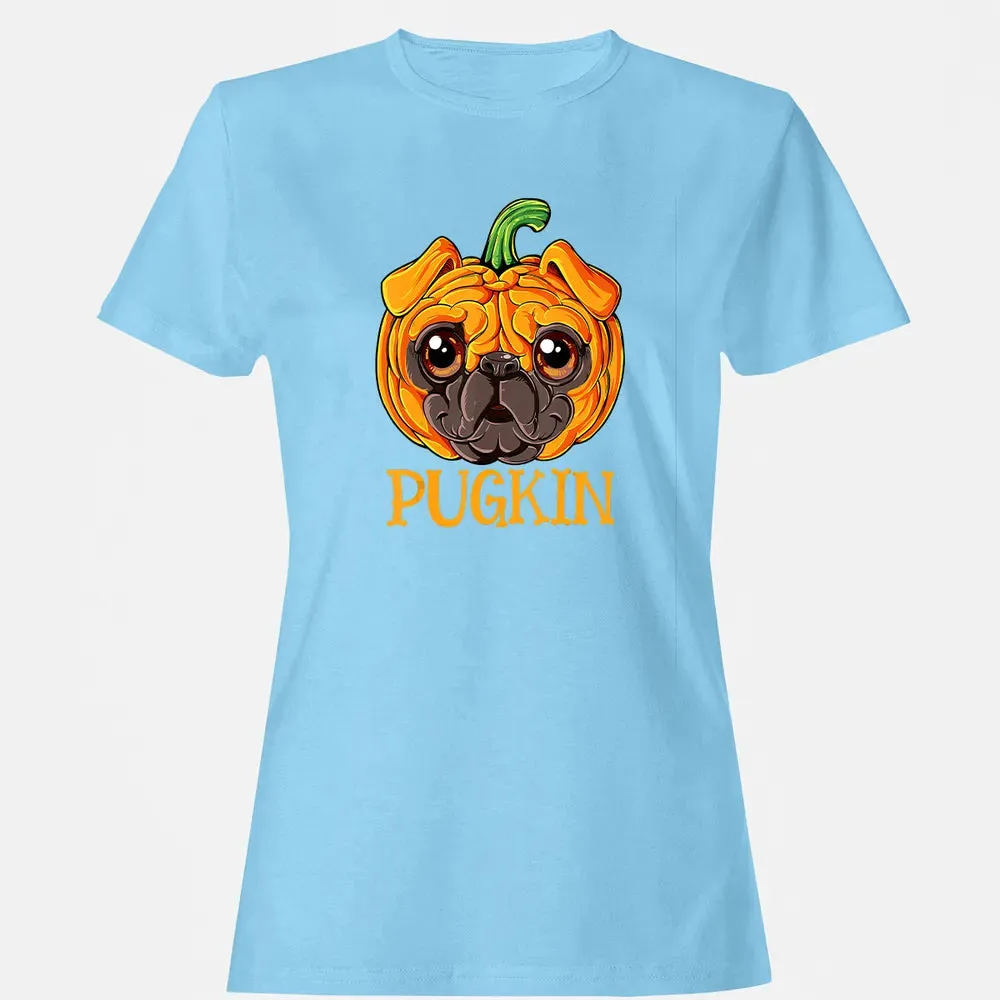 Pugkin Pug Pumpkin  Halloween Kids Boys Thanksgiving Women's T-shirt - 8