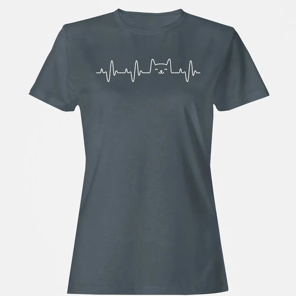 Cat Heartbea Love Cats Women's Girls Cat Lover T Women's T-shirt - 3