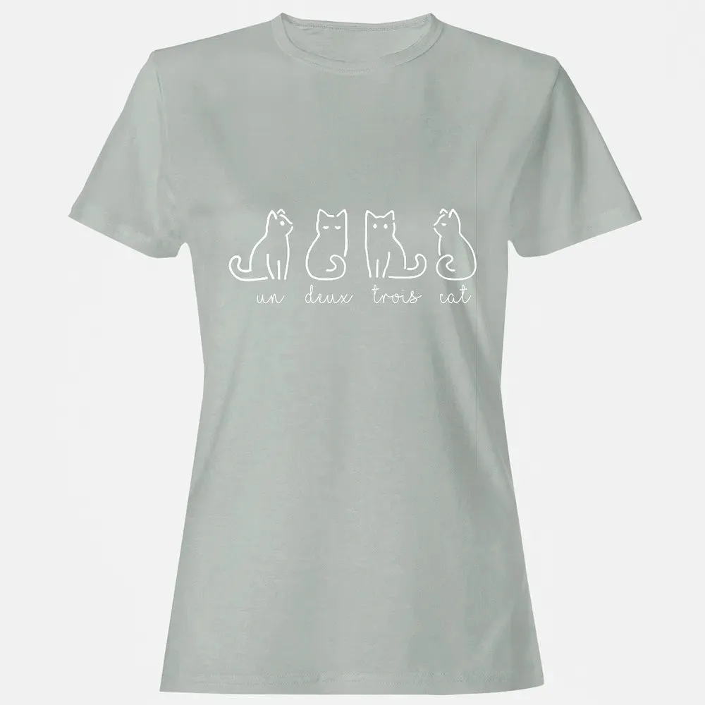 Cute Abstract Un Deux Trois Cat French Kitty Women's T-shirt - 2
