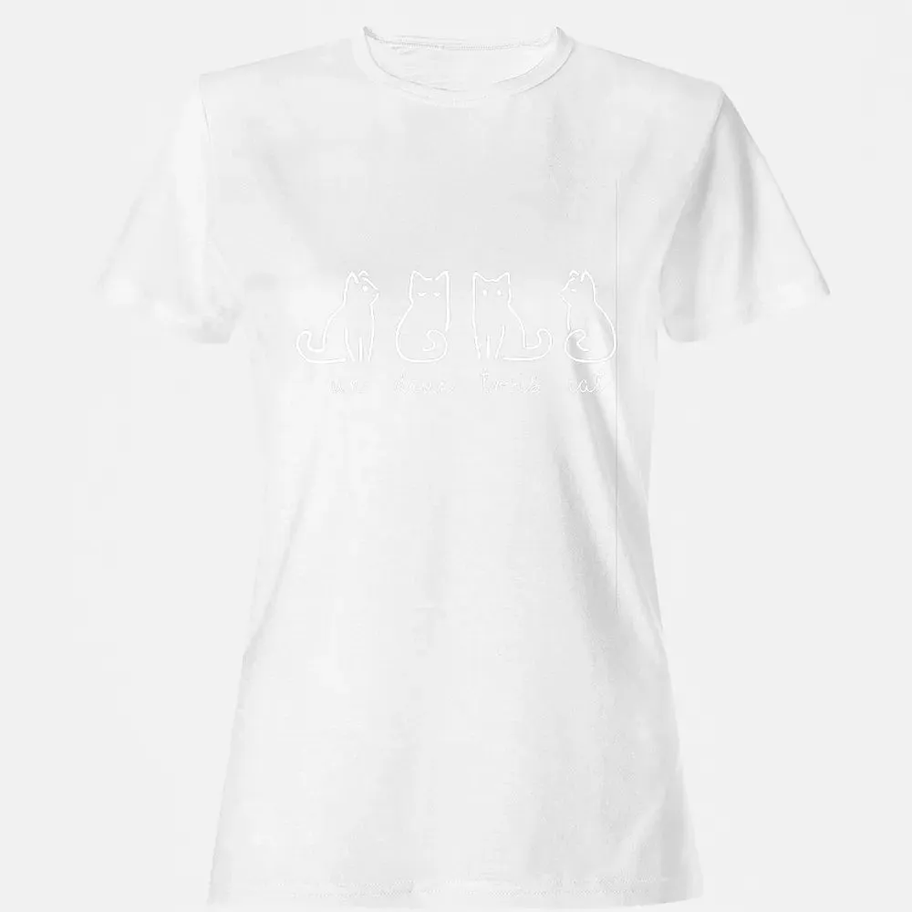 Cute Abstract Un Deux Trois Cat French Kitty Women's T-shirt - 16