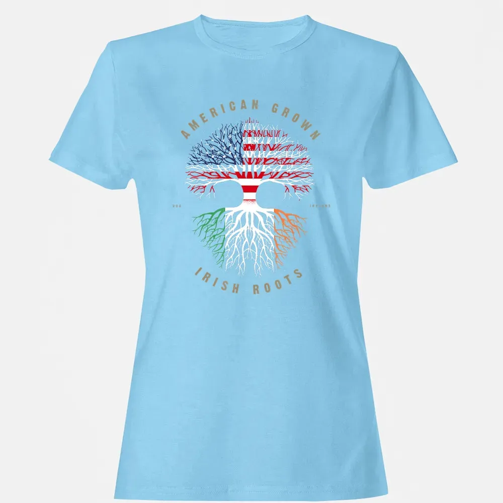 American Grown Irish Roots Ireland Flag Women's T-shirt - 8