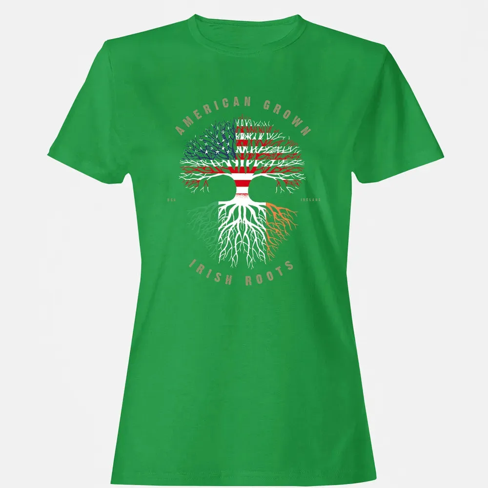 American Grown Irish Roots Ireland Flag Women's T-shirt - 7