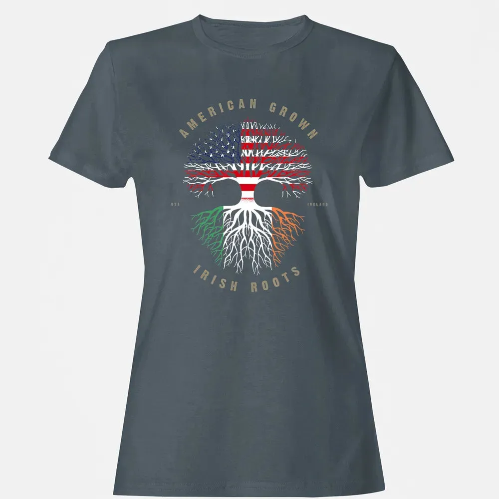 American Grown Irish Roots Ireland Flag Women's T-shirt - 3