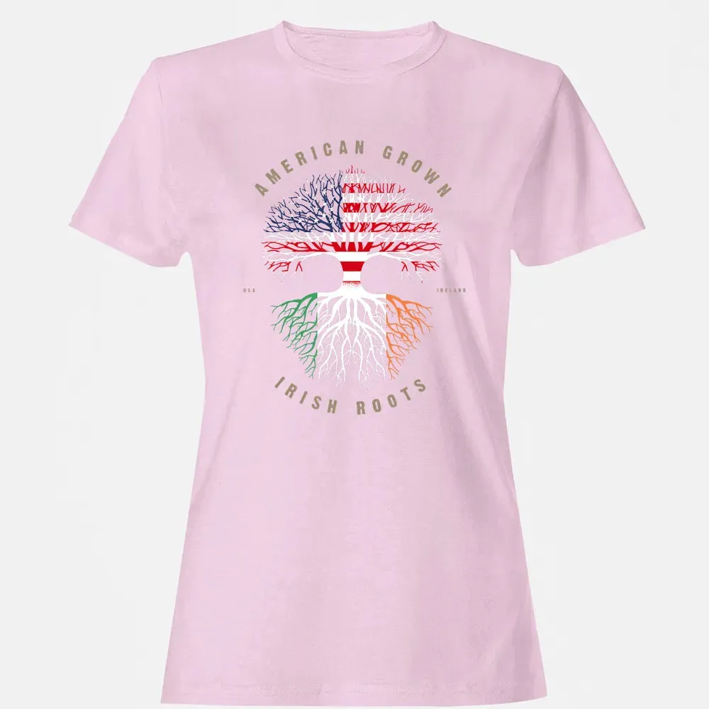 American Grown Irish Roots Ireland Flag Women's T-shirt - 9