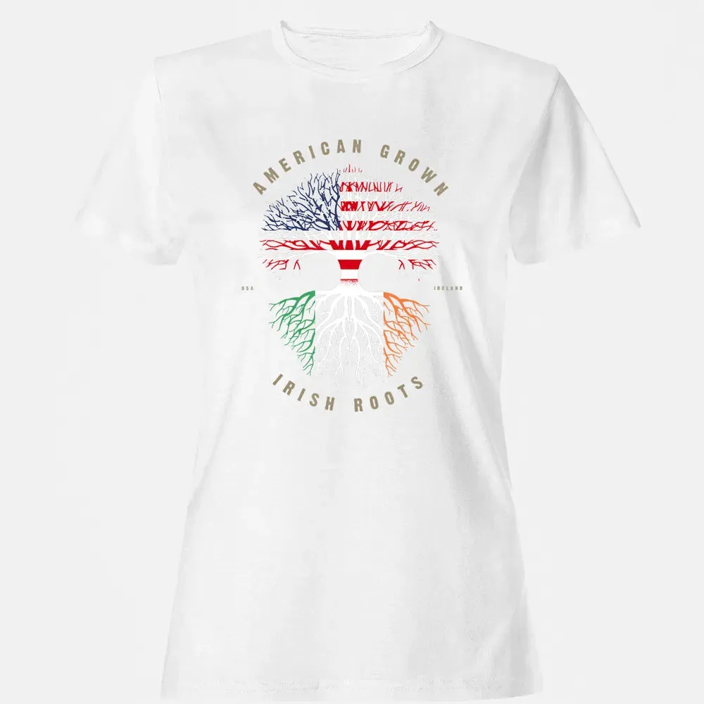 American Grown Irish Roots Ireland Flag Women's T-shirt - 16