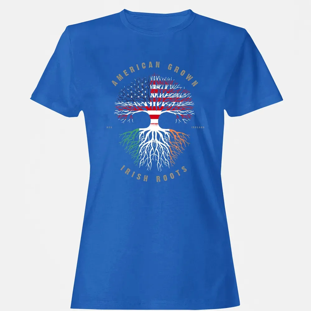 American Grown Irish Roots Ireland Flag Women's T-shirt - 14