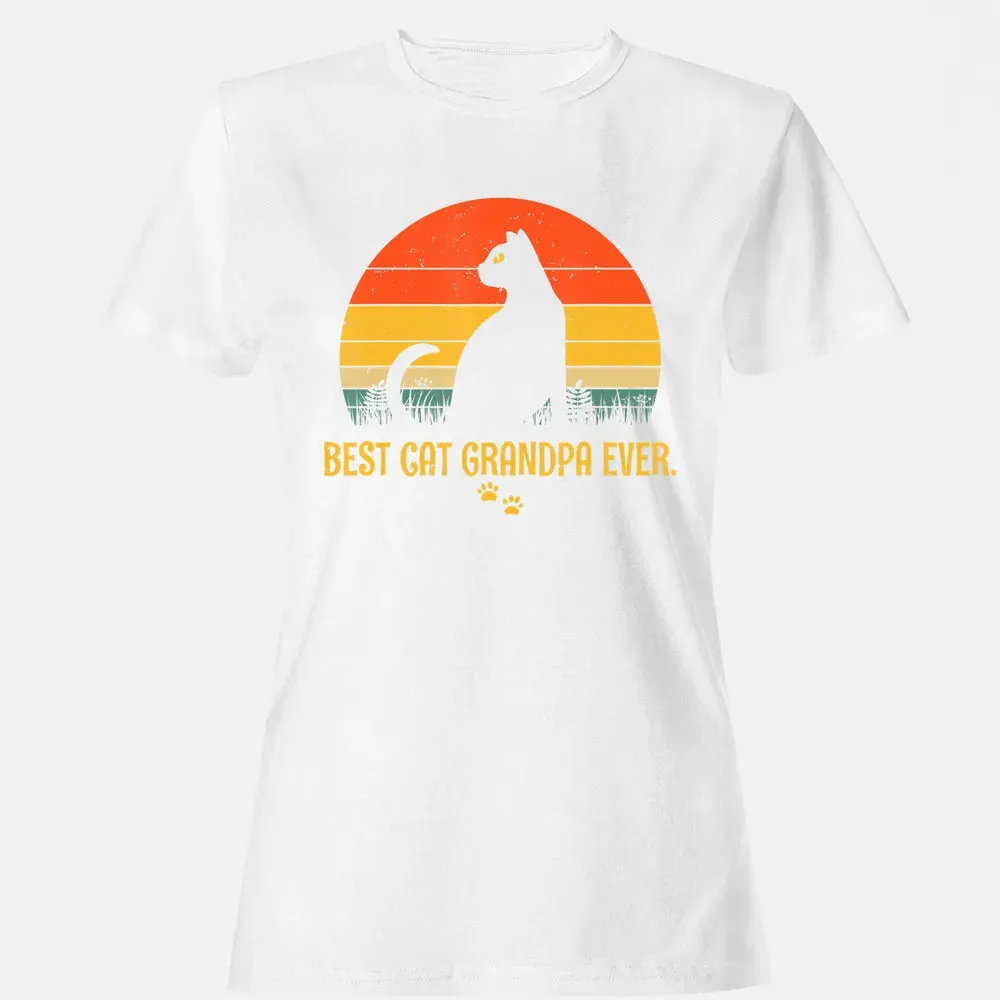 Vintage Best Cat Grandpa Ever Gift Cat Lovers Women's T-shirt - 16