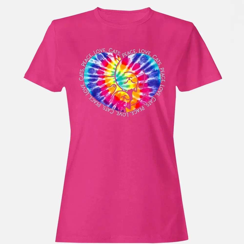 Peace Love Cats Tie Dye Women's T-shirt - 6