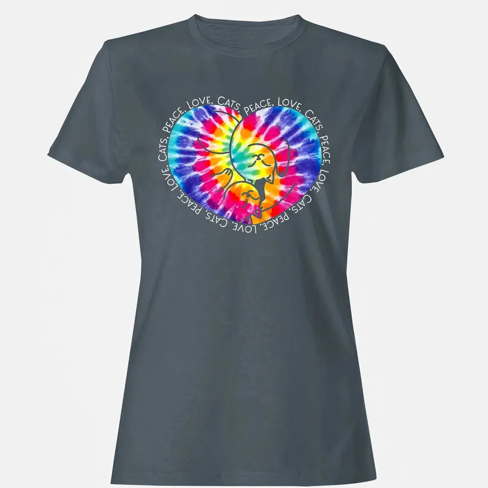 Peace Love Cats Tie Dye Women's T-shirt - 3