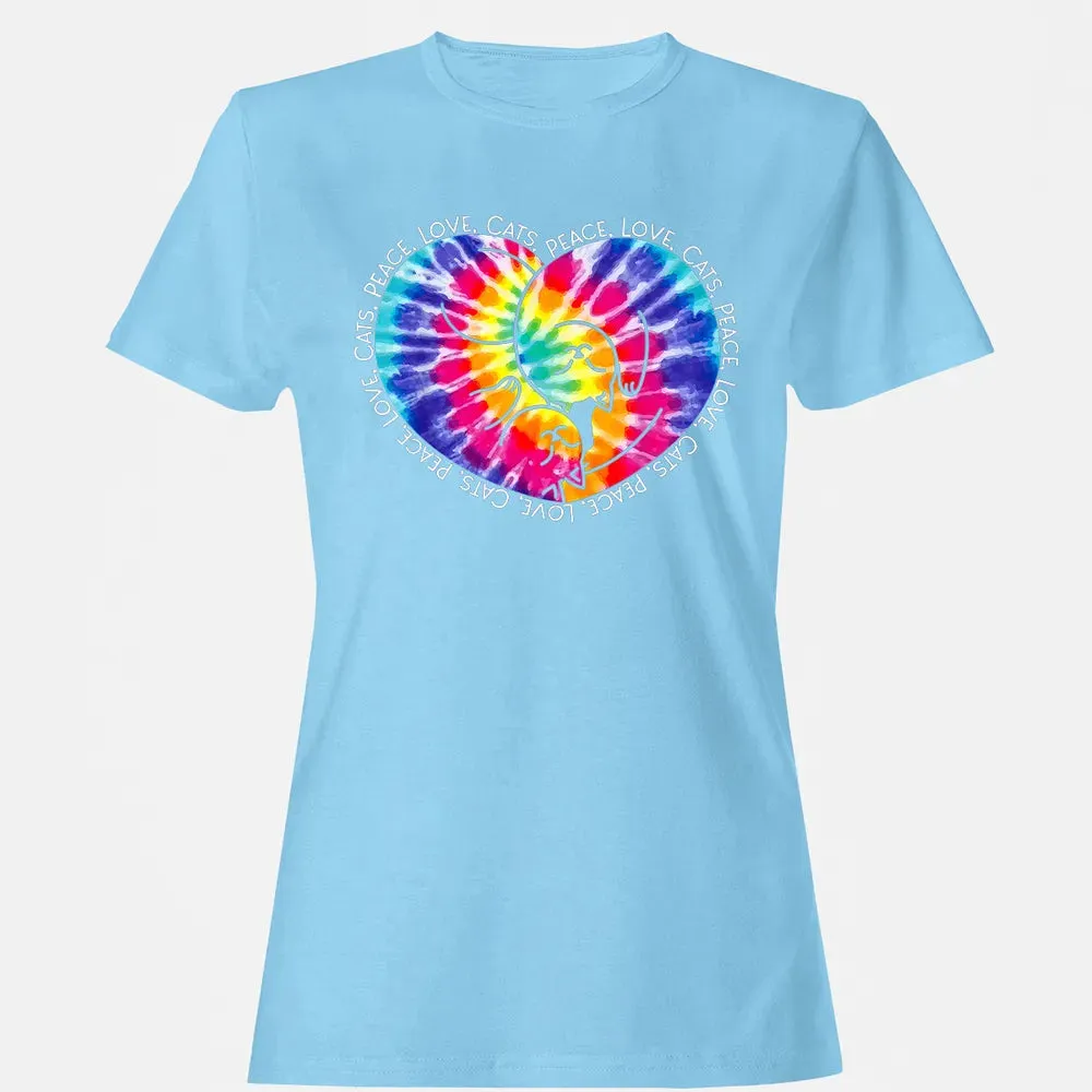 Peace Love Cats Tie Dye Women's T-shirt - 8