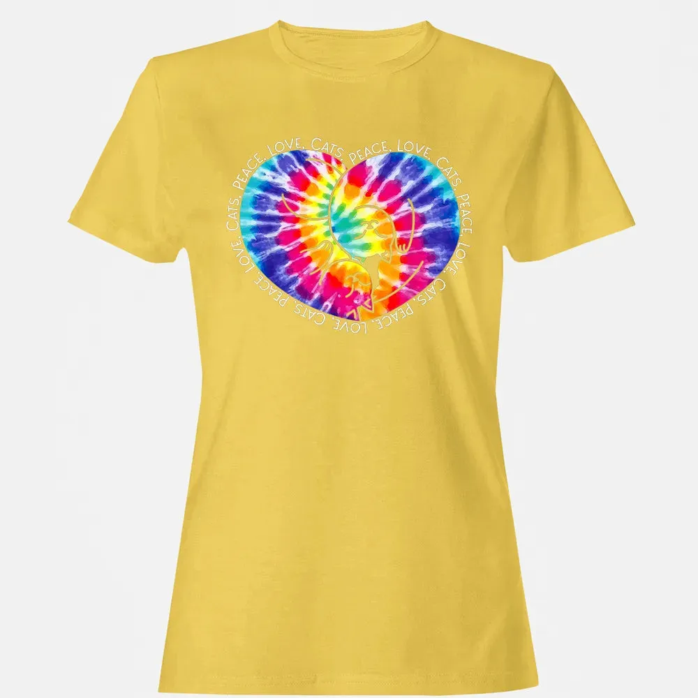 Peace Love Cats Tie Dye Women's T-shirt - 4