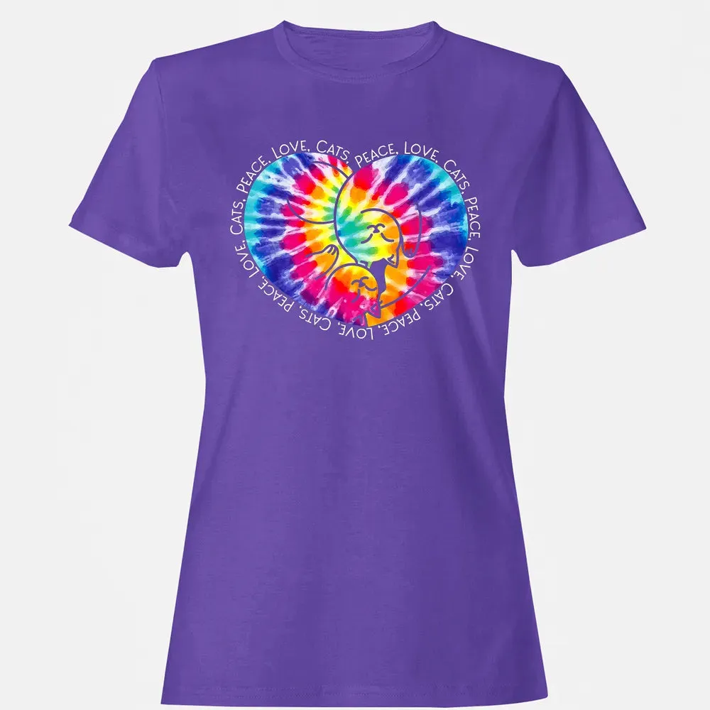 Peace Love Cats Tie Dye Women's T-shirt - 12