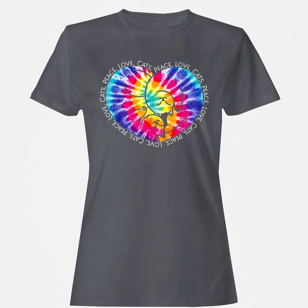 Peace Love Cats Tie Dye Women's T-shirt - 5