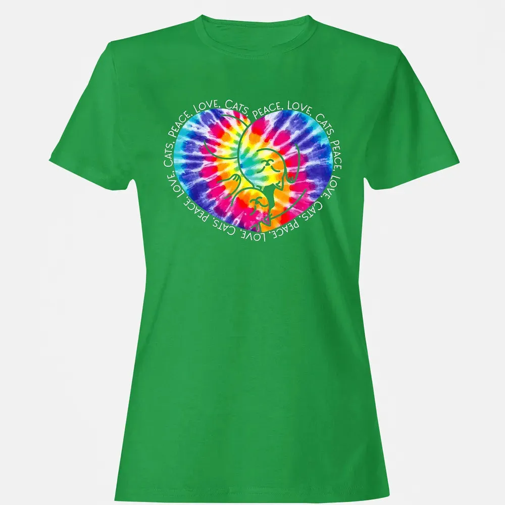Peace Love Cats Tie Dye Women's T-shirt - 7