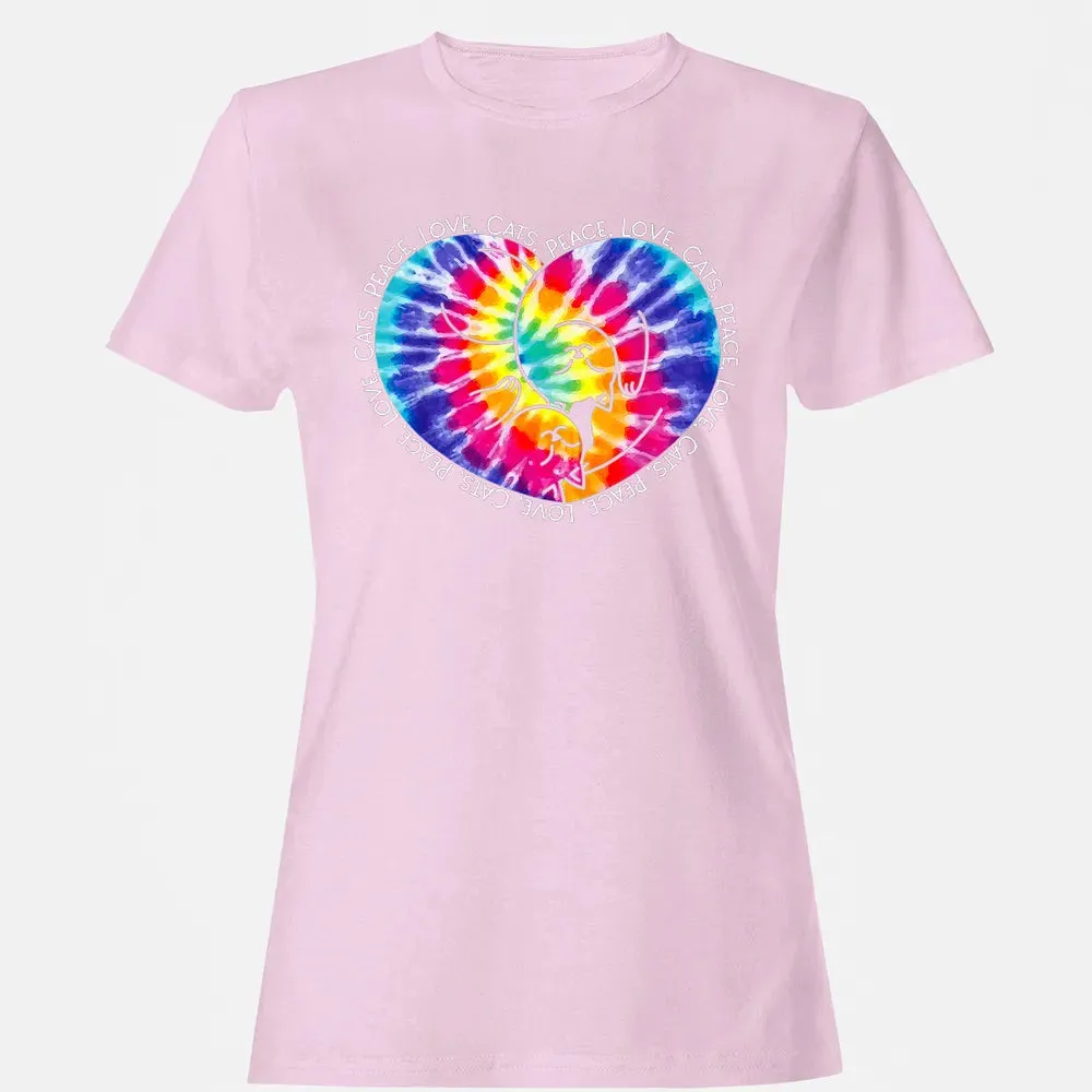 Peace Love Cats Tie Dye Women's T-shirt - 9