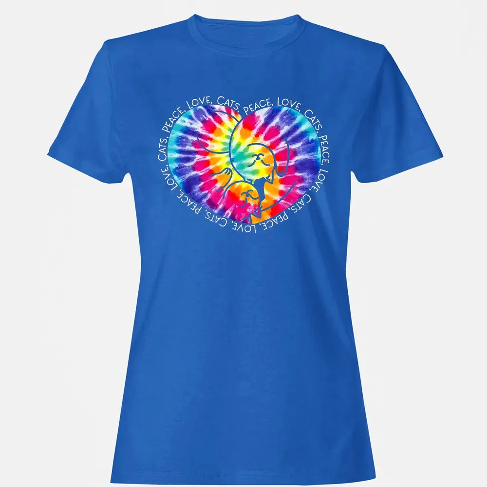 Peace Love Cats Tie Dye Women's T-shirt - 14