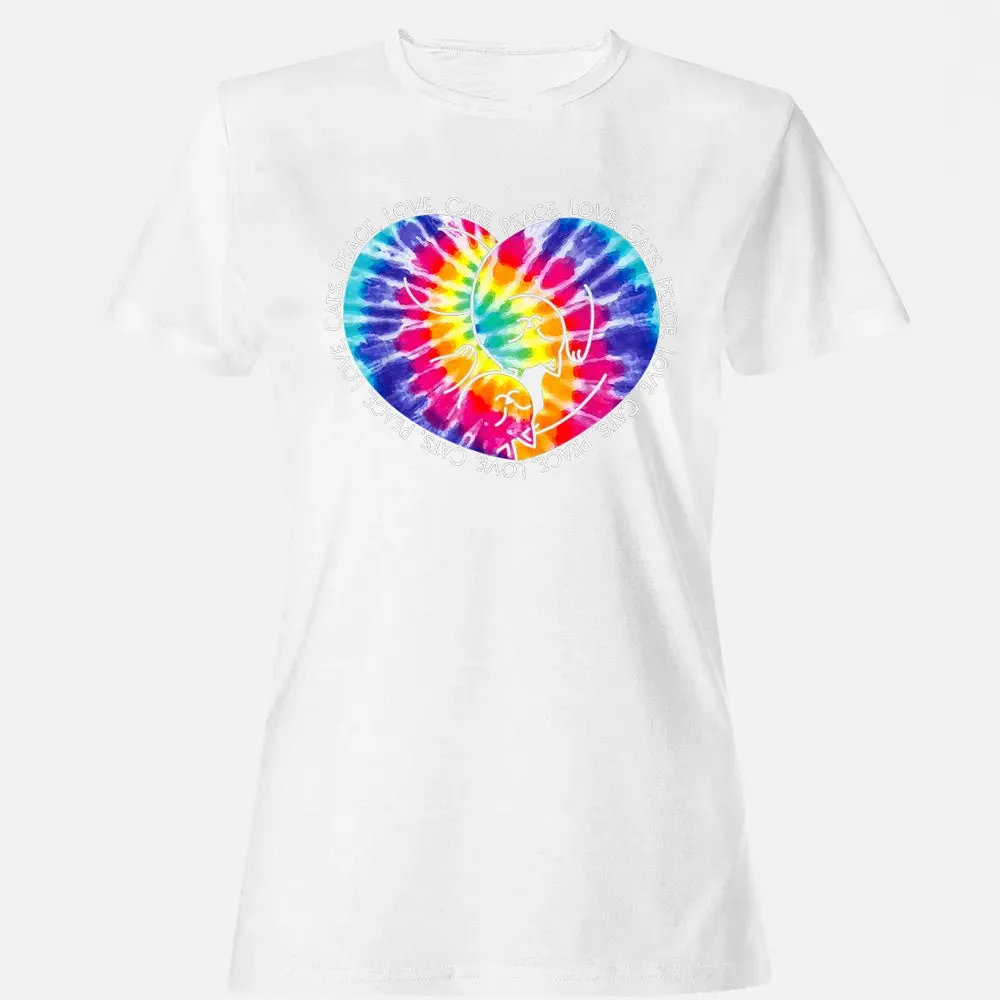 Peace Love Cats Tie Dye Women's T-shirt - 16