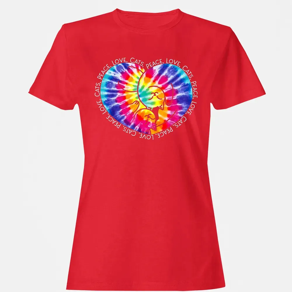 Peace Love Cats Tie Dye Women's T-shirt - 13