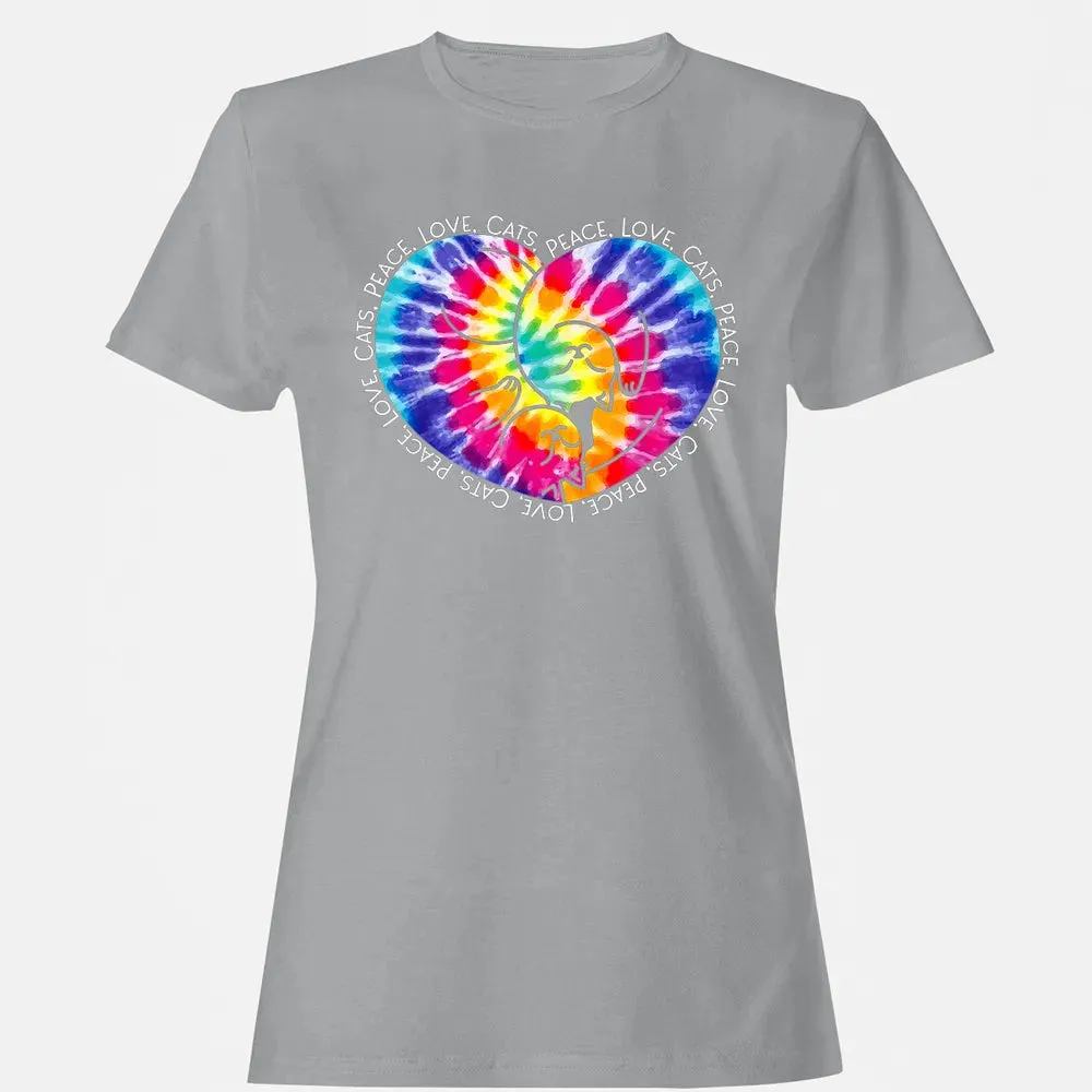 Peace Love Cats Tie Dye Women's T-shirt - 15