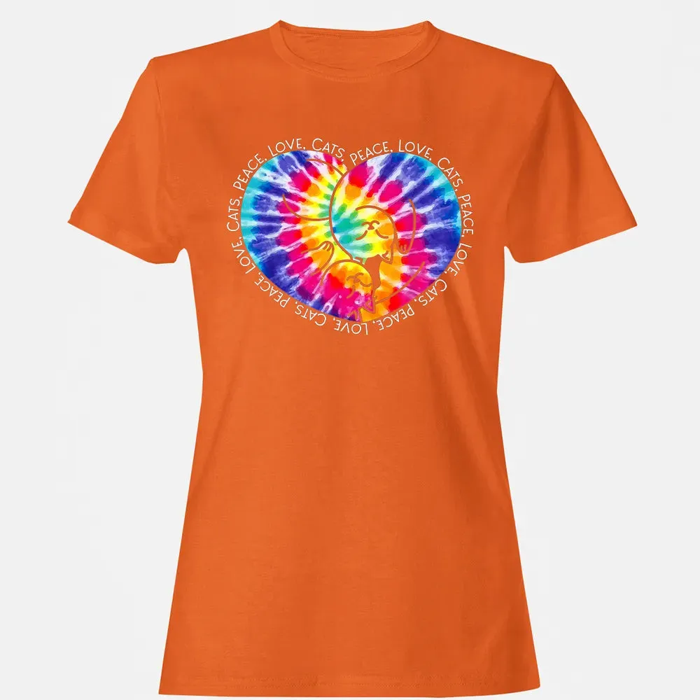 Peace Love Cats Tie Dye Women's T-shirt - 11