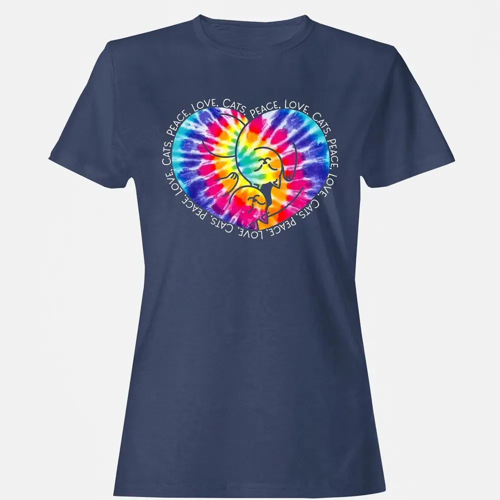 Peace Love Cats Tie Dye Women's T-shirt - 10