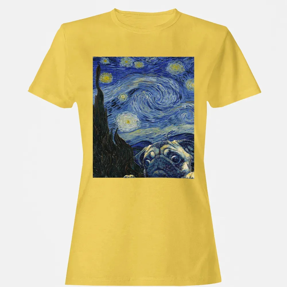 Pug Starry Night Women's T-shirt - 4