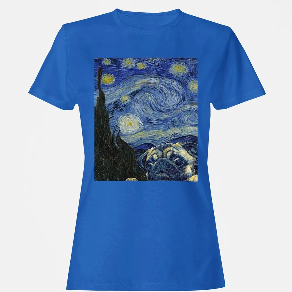 Pug Starry Night Women's T-shirt - 14