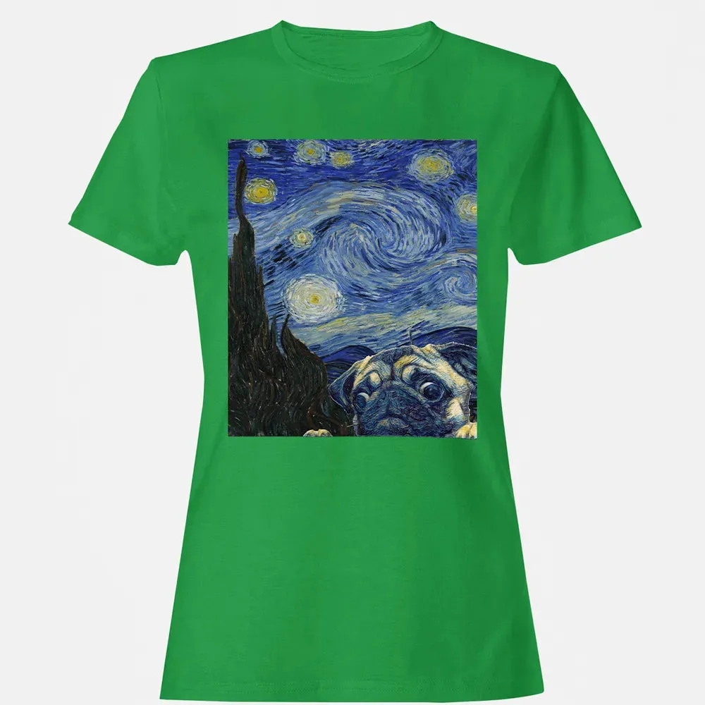 Pug Starry Night Women's T-shirt - 7