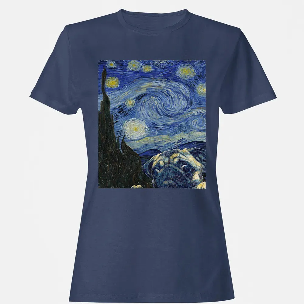 Pug Starry Night Women's T-shirt - 10