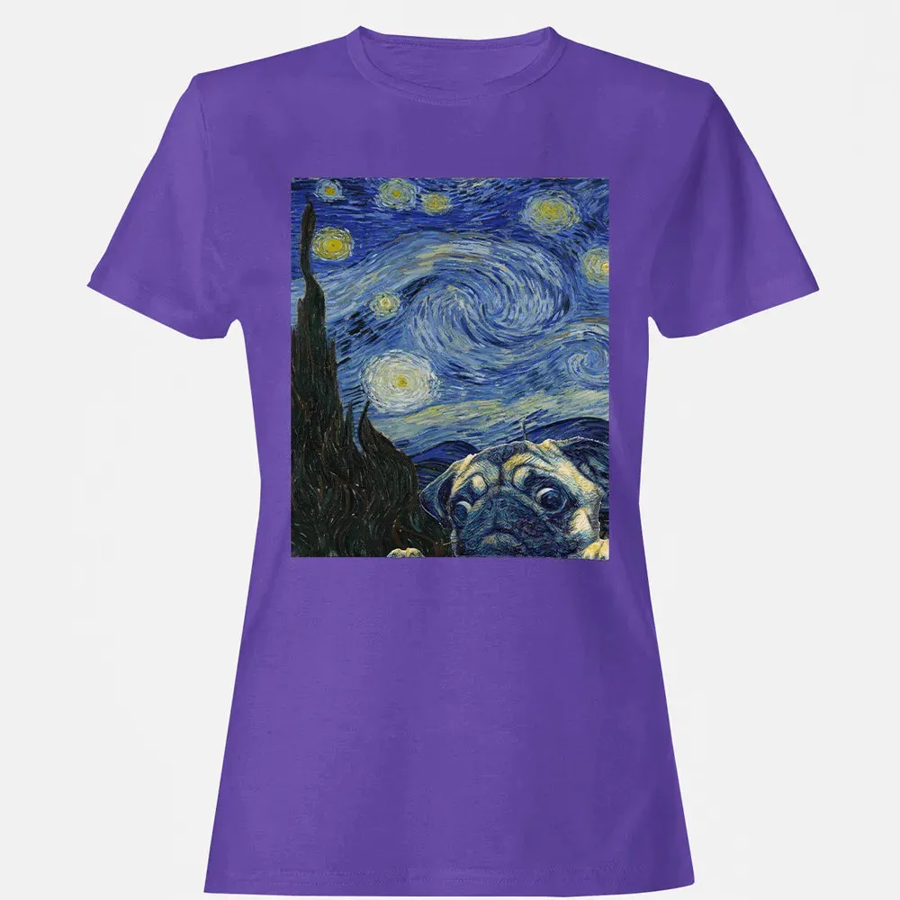 Pug Starry Night Women's T-shirt - 12