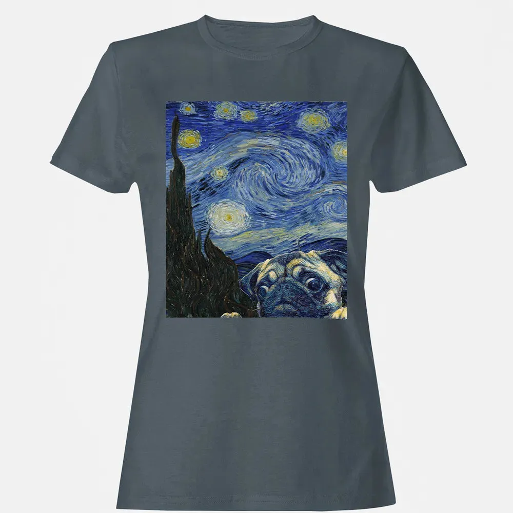 Pug Starry Night Women's T-shirt - 3