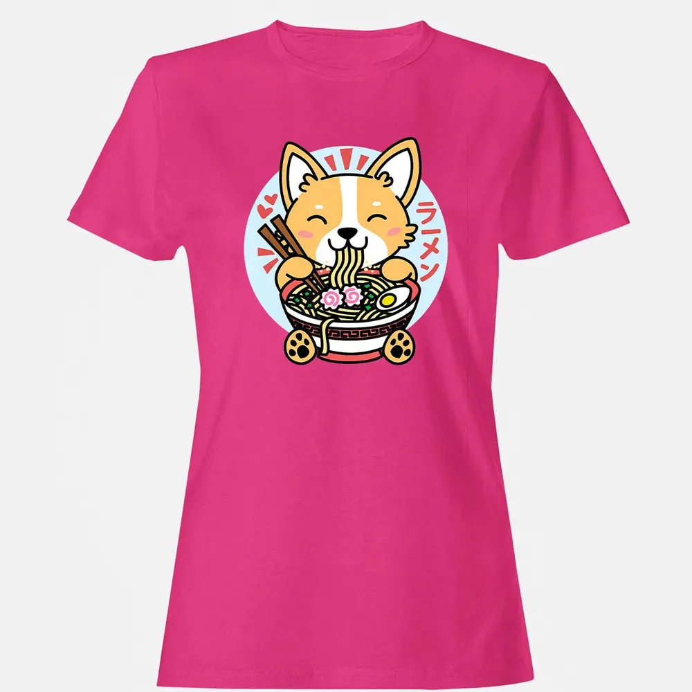 Kawaii Ramen  Cute Anime Dog Corgi Japanese Noodles Women's T-shirt - 6