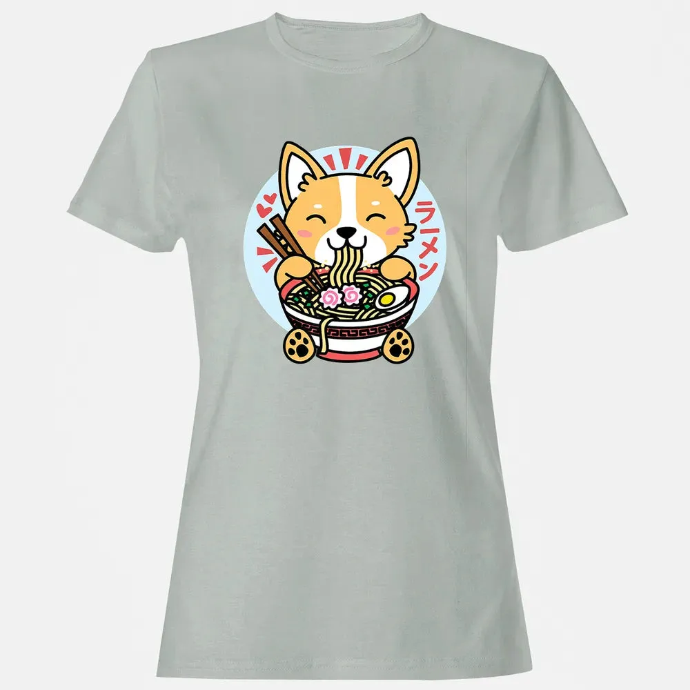 Kawaii Ramen  Cute Anime Dog Corgi Japanese Noodles Women's T-shirt - 2