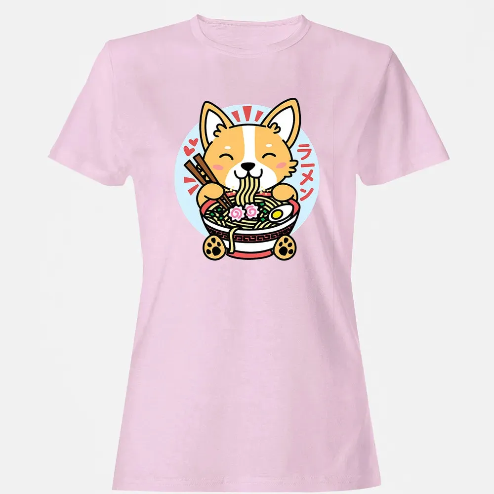 Kawaii Ramen  Cute Anime Dog Corgi Japanese Noodles Women's T-shirt - 9