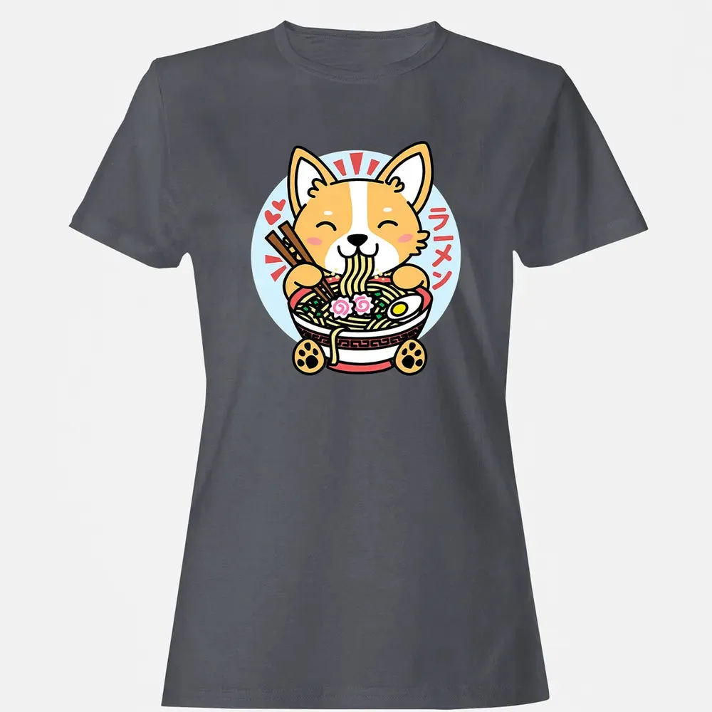 Kawaii Ramen  Cute Anime Dog Corgi Japanese Noodles Women's T-shirt - 5