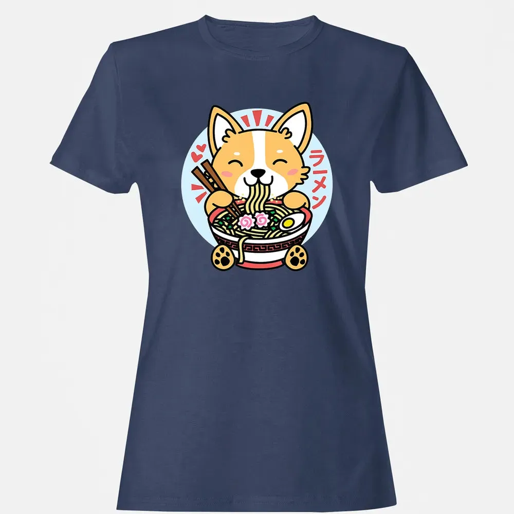 Kawaii Ramen  Cute Anime Dog Corgi Japanese Noodles Women's T-shirt - 10